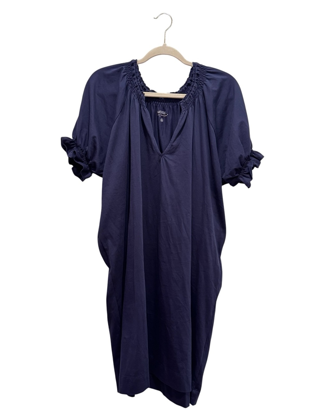 NWT Mersea Pisco Ruffle Short Slv Mini Dress Cotton Casual Boho Coastal Navy XL